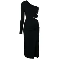 patrizia pepe robe mi-longue à design asymétrique à une épaule - noir