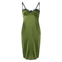 kiki de montparnasse robe-nuisette en soie bordée de dentelle - vert