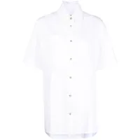 0711 chemise rayée à manches courtes - blanc