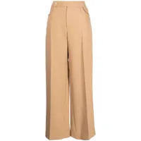 low classic pantalon droit à plis marqués - marron