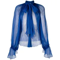 atu body couture blouse en soie à col lavallière - bleu