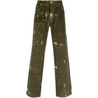 misbhv pantalon à effet taches de peinture - vert