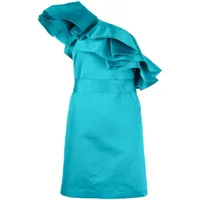 p.a.r.o.s.h. robe courte drapée à une épaule - bleu