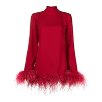 taller marmo robe courte à bordures de plumes - rouge