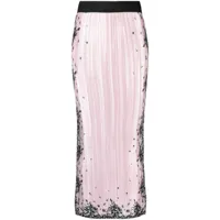msgm jupe crayon à design brodé de sequins - rose