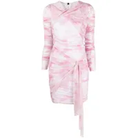 msgm robe courte froncée à imprimé tie dye - rose