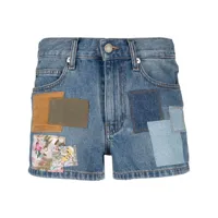 zadig&voltaire short en jean sina à design patchwork - bleu