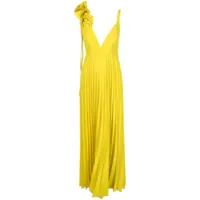 p.a.r.o.s.h. robe plissée à design sans manches - jaune