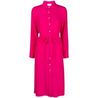 p.a.r.o.s.h. robe mi-longue boutonnée à taille ceinturée - rose