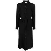 p.a.r.o.s.h. robe-chemise en soie à taille ceinturée - noir