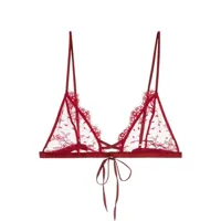kiki de montparnasse soutien-gorge transparent à fleurs brodées - rouge