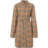 burberry robe-chemise nouée à motif vintage check - tons neutres
