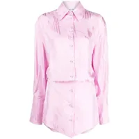 the attico robe-chemise en effet satiné - rose