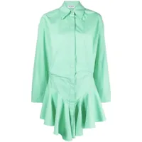 the attico robe-chemise courte à volants - vert
