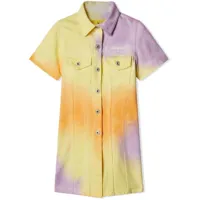 off-white kids robe-chemise helvetica à motif tie-dye - jaune