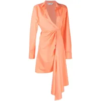 off-white robe portefeuille à détail de nœud - orange