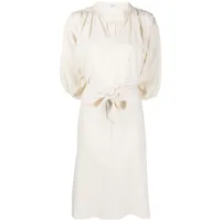 closed robe froncée à taille nouée - blanc