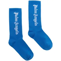 palm angels kids chaussettes à logo imprimé - bleu