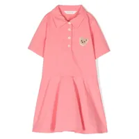 palm angels kids robe-polo à patch mini ourson - rose
