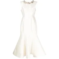 rachel gilbert robe évasée à ornements en cristal - blanc