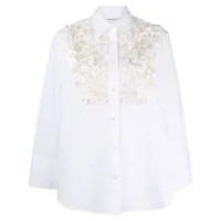 p.a.r.o.s.h. chemise oversize à appliques fleurs - blanc