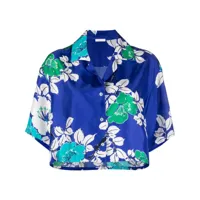 p.a.r.o.s.h. chemise crop à fleurs - bleu