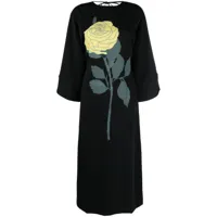 bernadette robe longue emmanuelle à fleurs - noir