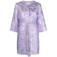p.a.r.o.s.h. manteau ceinturé à fleurs en brocart - violet