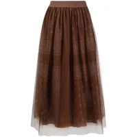 fabiana filippi jupe mi-longue à imprimé cachemire - marron