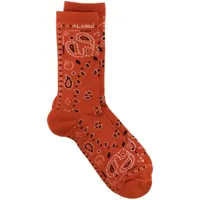 alanui chaussettes à motif bandana - orange