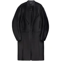 courrèges manteau en cuir à logo débossé - noir