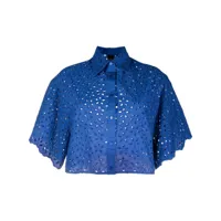 pinko chemise à motif floral perforé - bleu