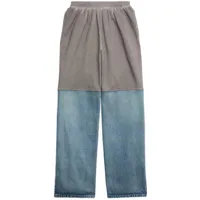 balenciaga pantalon de jogging à design patchwork - bleu