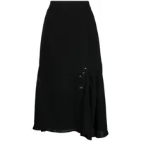 shiatzy chen jupe mi-longue en soie à broderies - noir