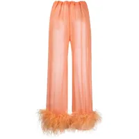 oséree pantalon transparent orné de plumes d'autruche - orange
