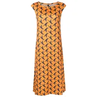 lygia & nanny robe mi-longue zababa à imprimé graphique - orange