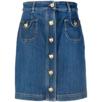 moschino jupe crayon en jean à boutonnière - bleu