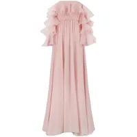 giambattista valli robe longue volantée à une épaule - rose