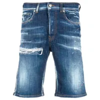 john richmond short en jean à effet usé - bleu