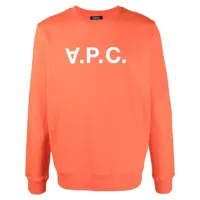 a.p.c. sweat en coton à logo imprimé - orange