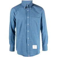 thom browne chemise en jean à patch logo - bleu
