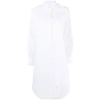 thom browne robe-chemise à patch logo - blanc