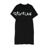 mm6 maison margiela kids t-shirt long à logo imprimé - noir