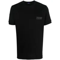 kiton t-shirt en coton à logo brodé - noir