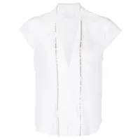 genny t-shirt à détails de franges - blanc