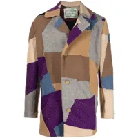 by walid manteau en laine jacob à design patchwork - multicolore