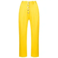 olympiah pantalon boutonnée à coupe crop - jaune