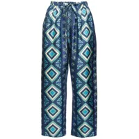 la doublej pantalon court à motif géométrique - bleu
