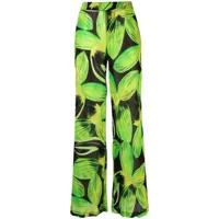 louisa ballou pantalon ample à motif feuillage - vert