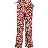 bode pantalon droit à fleurs - rouge